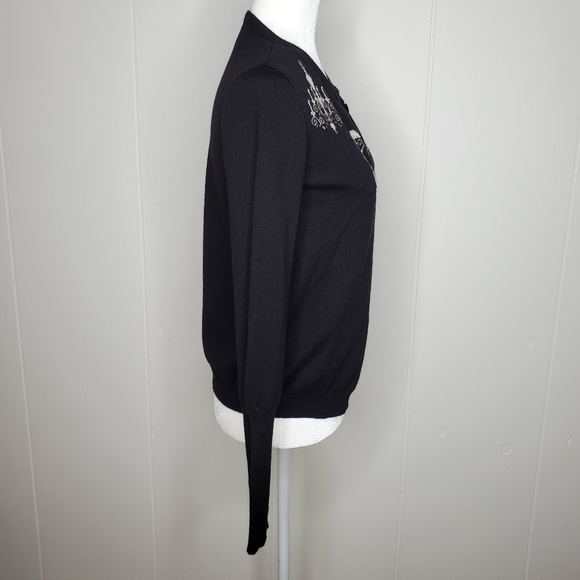 Era Erato Silk Cashmere Black Button Up Cardigan Sweater Made in Germany Sz 36. - Picture 4 of 11